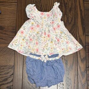 Tommy Bahama Floral Cream Top with Blue Bloom-Print Bloomers